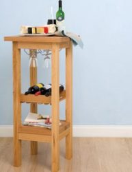 Bar table with rack for bottles.