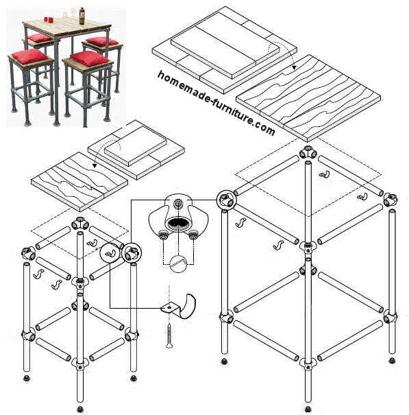 Barstool From Scaffold Tubes And Reclaimed Wood Free Construction