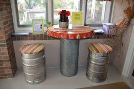 beer barrel table and stools