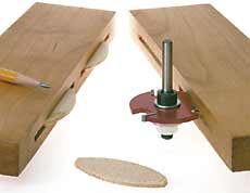 Woodworking example for a bisquit joint.