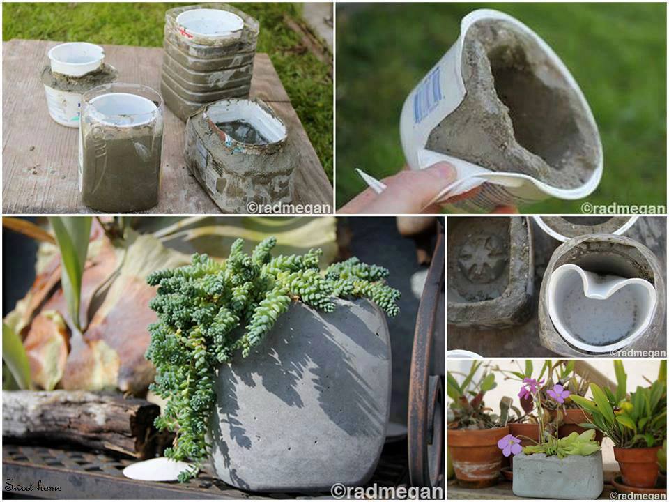 Concrete and cement planters made with a mold.