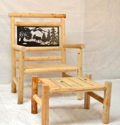 Farmhouse chair and side table made from spruce