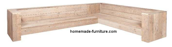 wooden corner bench outdoor