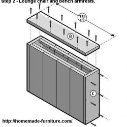 Construction plan for homemade lounge furniture, equal for a bench and chair.