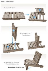 Pallet chair free construction drawings and building plan.