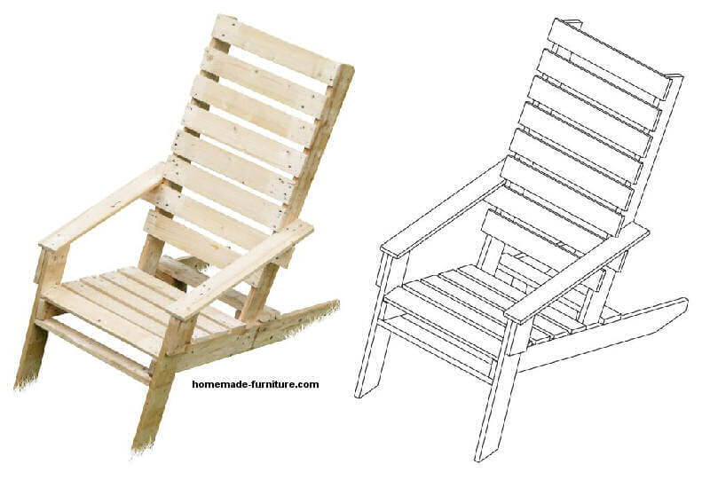 Pallet chair examples and free diy plans.