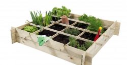 Planter design with square foot grid division.