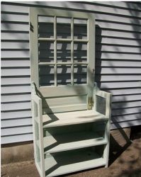 Nice design for a high chair, made with a repurposed old door.