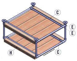 Construction drawing for a side table from scaffolding tubes.