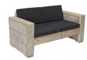 Small garden bench with cushions.