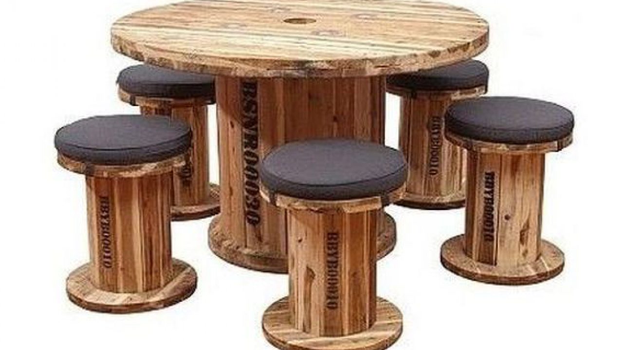 Cable Spool Repurposed As Tables And, Wooden Spool Chair Plans