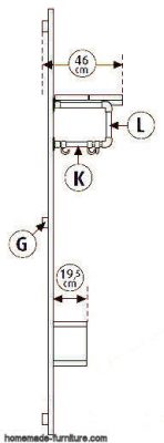 Side view construction drawing for a coat hanger hall furniture.