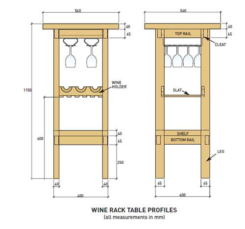 Wine Rack Construction Drawing For High Bar Table For Use With Barstools